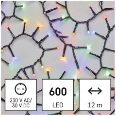 LED vianočná reťaz – ježko, 12 m, vonkajšia aj vnútorná, multicolor, časovač