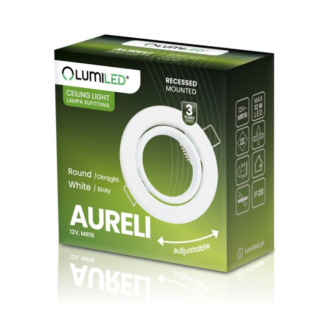 Svietidlo HALOGEN na zapustenú montáž Pohyblivé kruhové svietidlo AURELI White Sheet MR16 GU10