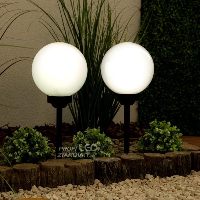 Solárna záhradná lampa LED poháňaná bielou guľou 20 cm