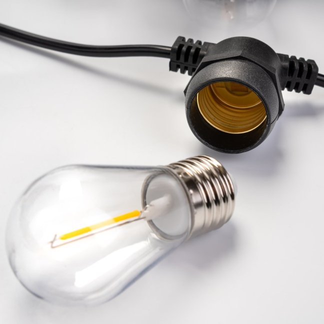Solárna záhradná girlanda 22x LED ozdobné žiarovky 15m 2700K teplá biela + diaľkový ovládač SOLENA LUMILED