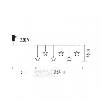 Svetelný záves s hviezdami vonkajší 80 cm, teplá biela