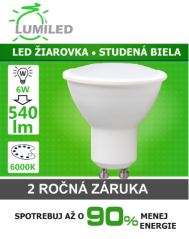 Led žiarovka gu10 smd 2835 6w studená biela