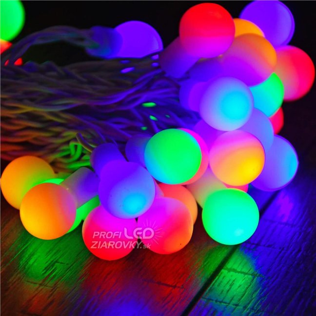 Svetelná reťaz s guľkami vonkajšia 16 m, 200 LED, farebná, svetelné programy