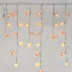 Zara spojovateľná led svetelná záclona vonkajšia flash - 100led - 2,5m červená/vintage - transparentný kábel