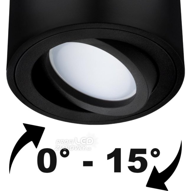 Nadomietkové halogénové bodové svietidlo tuba pohyblivé LUNDO GU10 LUMILED okrúhle čierne 80mm