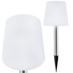 Záhradná lampa LED so solárnym pohonom biela/chróm matná 41cm 4000K RUMBA GOLDLUX (Polux)