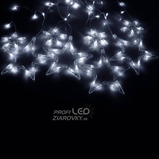 Svetelný záves s hviezdami vonkajší 2 m, 92 LED, studená biela, 8 programov