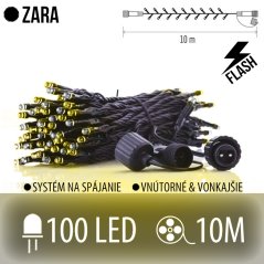 Zara spojovateľná led svetelná reťaz vonkajšia flash - 100led - 10m - teplá biela / flash prebliknutie studená biela
