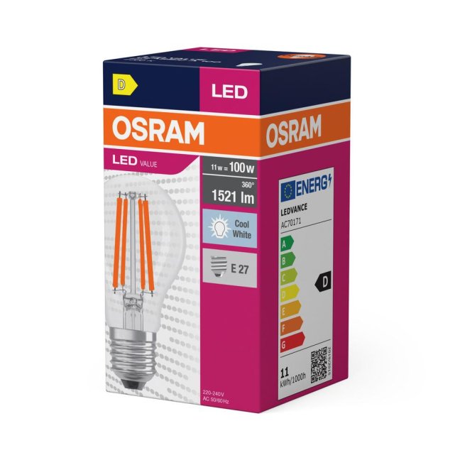 LED žiarovka E27 A60 10W = 100W 1521lm 4000K Neutrálne 360° vlákno OSRAM