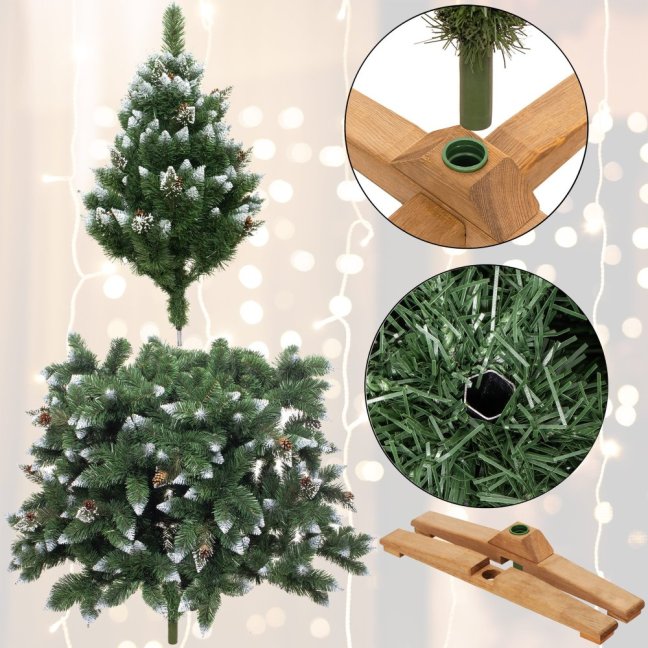 Umelý vianočný stromček Premium Royal Trees - 220 cm - zasnežená diamantová borovica so šiškami