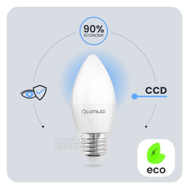 LED žiarovka E27 B35 2,5W = 25W 249lm 6500K Cold 180° LUMILED