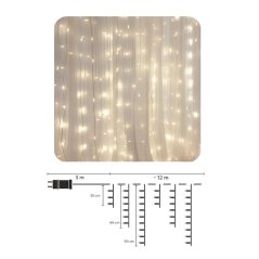 Led svetelná záclona vonkajšia - spájateľná - 300 Led - 12 m - programy - teplá biela