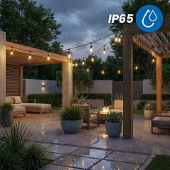 Solárna záhradná girlanda 30x LED ozdobné žiarovky 20m 2700K teplá s diaľkovým ovládačom SOLENA LUMILED