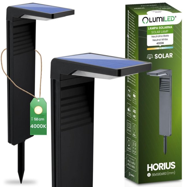 41cm HORIUS HORIUS 4000K IP44 LUMILED Solárne záhradné pólové LED svetlo