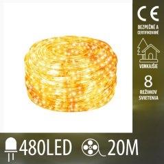 Vianočný had vonkajší - programátor - 480led - 20m - 6mm - Teplá biela
