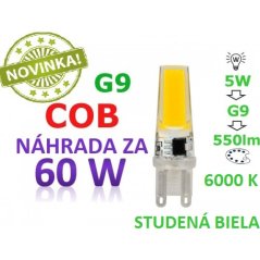 Led žiarovka g9 cob 5w studená biela 550lm