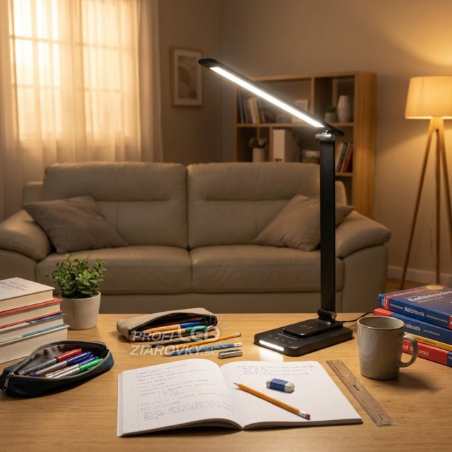 Lampa stolová LED dotyková s nabíjačkou indukčnou CCT Usb C URSA 6W 350lm čierna Lumiled