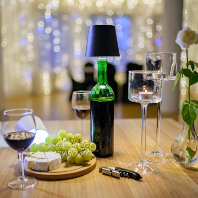 Lampa stolová stolná nočná zátka do fľaše vína USB CCT 3 farby SALCO čierna LUMILED