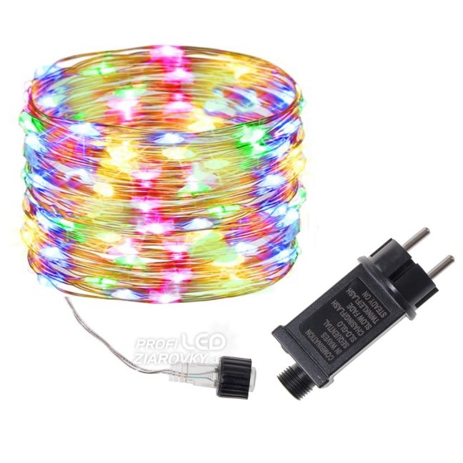 Svetelná mikro reťaz vonkajšia 10 m, 100 LED, farebná, 8 programov