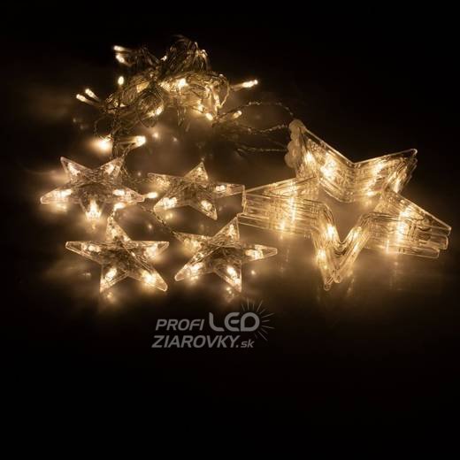Svetelný záves s hviezdami vonkajší 2 m, 92 LED, teplá biela, 8 programov