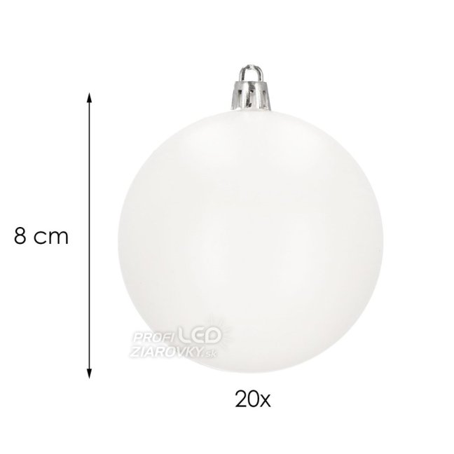 Vianočné gule sada - 20ks - biele matné