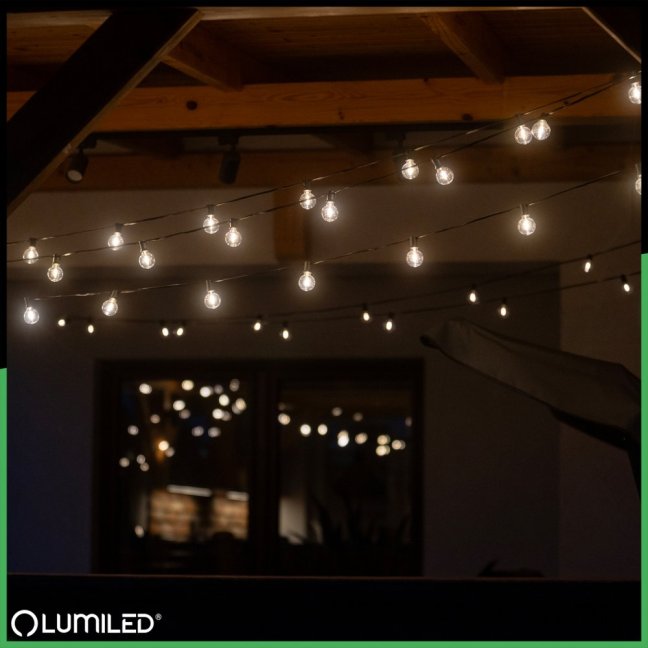 Solárna záhradná girlanda 40x LED ozdobné guľôčky 19,55m