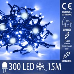 Vianočná led svetelná reťaz vonkajšia FLASH - na spájanie - 300led - 15m - modrá / studená biela