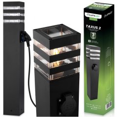 Záhradná LED lampa - stĺpik - E27 - so zásuvkou TAXUS 2 - 60 cm - LUMILED
