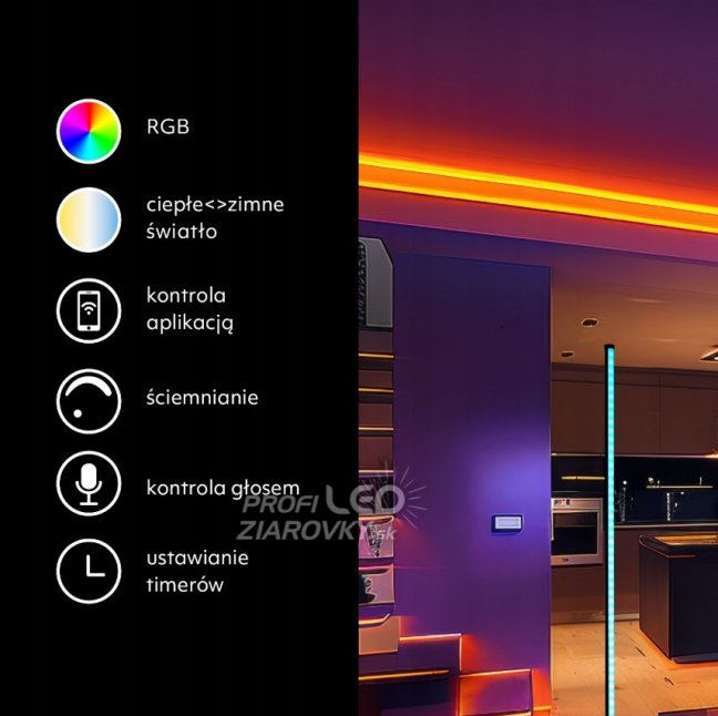 LED stojaca lampa Black CCT RGB Aplikácia Smart Pilot