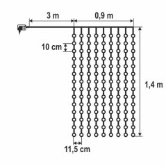 Vianočná DOT Led svetelná záclona vnútorná - 126led - 0,9x1,4m - teplá biela
