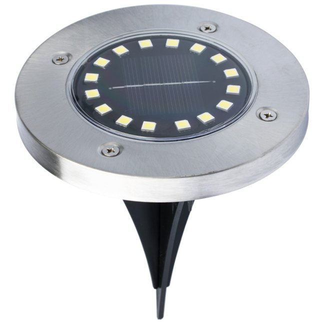 Záhradná solárna lampa 16x LED - zapustená - sada 4ks - studená biela
