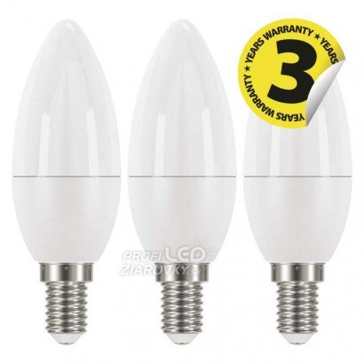 LED žiarovka Classic Candle 6W E14 neutrálna - 3ks