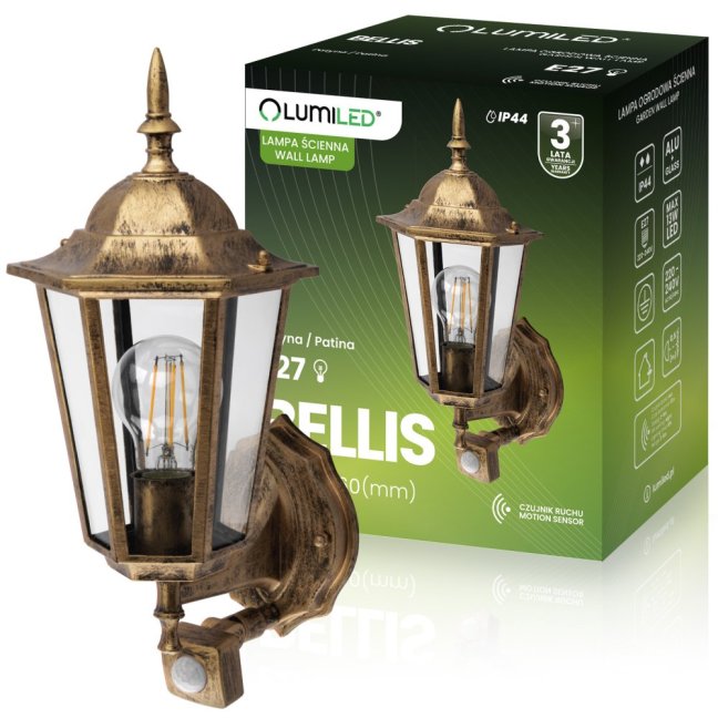 Záhradná lampa Vonkajšia nástenná lampa E27 12W LED svietidlo Senzor pohybu BELLIS LUMILED