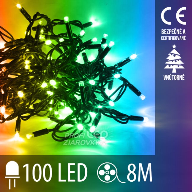 Svetelná reťaz vnútorná 8 m, 100 LED, farebná