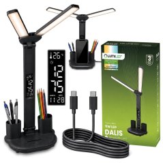 Lampa stolová LED dvojitá s displejom DALIS 11W 400lm čierna LUMILED