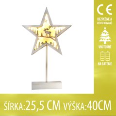 Vianočná led svetelná ozdoba vnútorná - na batérie - sviečky - 7,5x10/12,5/15cm - teplá biela