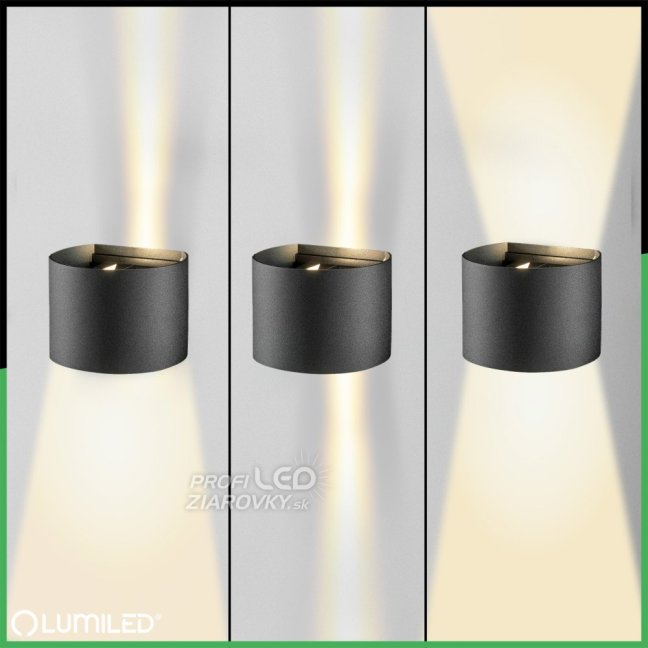 LED fasádne nástenné svietidlo 2x3W 4000K Nastaviteľné zhora nadol Čierna PINUS LUMILED