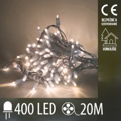 Vianočná led svetelná reťaz vonkajšia - 400led - 20m teplá biela