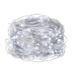 Vianočná led svetelná mikro reťaz na batérie - 20led - 1,9m studená biela