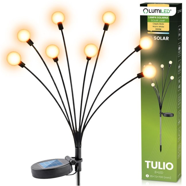Solárna záhradná lampa LED 3000K TULIO púpava guľôčky 70 cm IP44 LUMILED