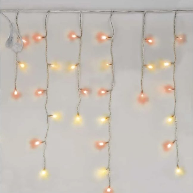 Zara spojovateľná led svetelná záclona vonkajšia flash - 100led - 2,5m červená/vintage - transparentný kábel