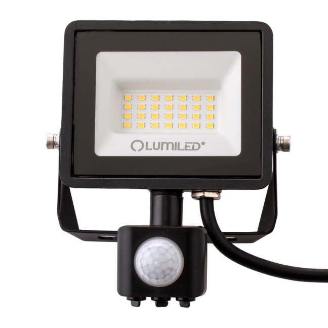 LED reflektor ZUNA2 20W 1800lm 6500K IP44 Black Senzor pohybu LUMILED