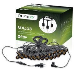 MALUS Vonkajšia záhradná girlanda Svetelná reťaz 15 m 30x E27 Lumiled