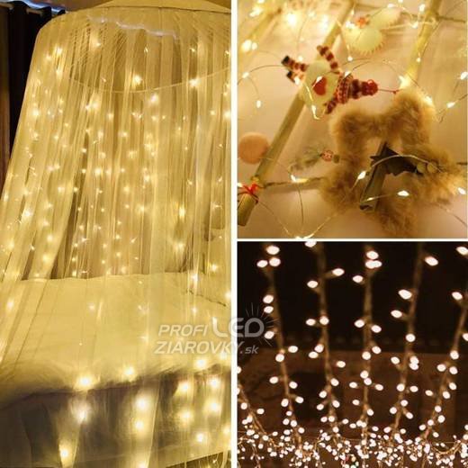 Svetelná mikro reťaz anjelské vlasy vonkajšia 2 m, 300 LED, teplá biela, 8 programov