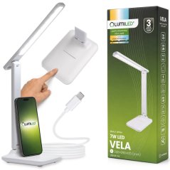 Lampa stolná LED stolová nastaviteľná USB 7W 300lm VELA biela LUMILED