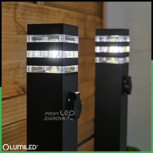 Záhradná LED lampa - stĺpik - E27 - so zásuvkou TAXUS 2 - 60 cm - LUMILED