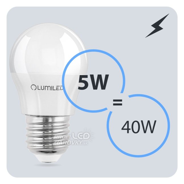 LED žiarovka E27 P45 5W = 40W 470lm 3000K Warm 120° LUMILED