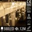 Svetelný záves vonkajší 12 m, 300 LED, teplá biela, na spájanie, časovač, 8 programov