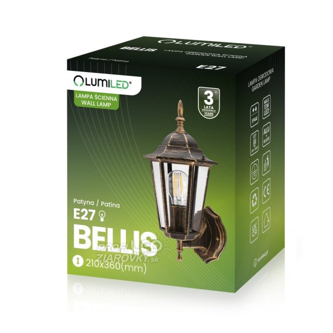 Vonkajšie svietidlo E27 Záhradná nástenná lampa Patina BELLIS LUMILED