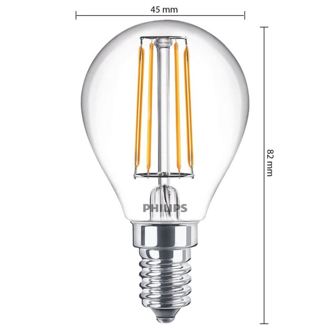 LED žiarovka E14 P45 4,3W = 40W 470lm 2700K Teplé vlákno PHILIPS